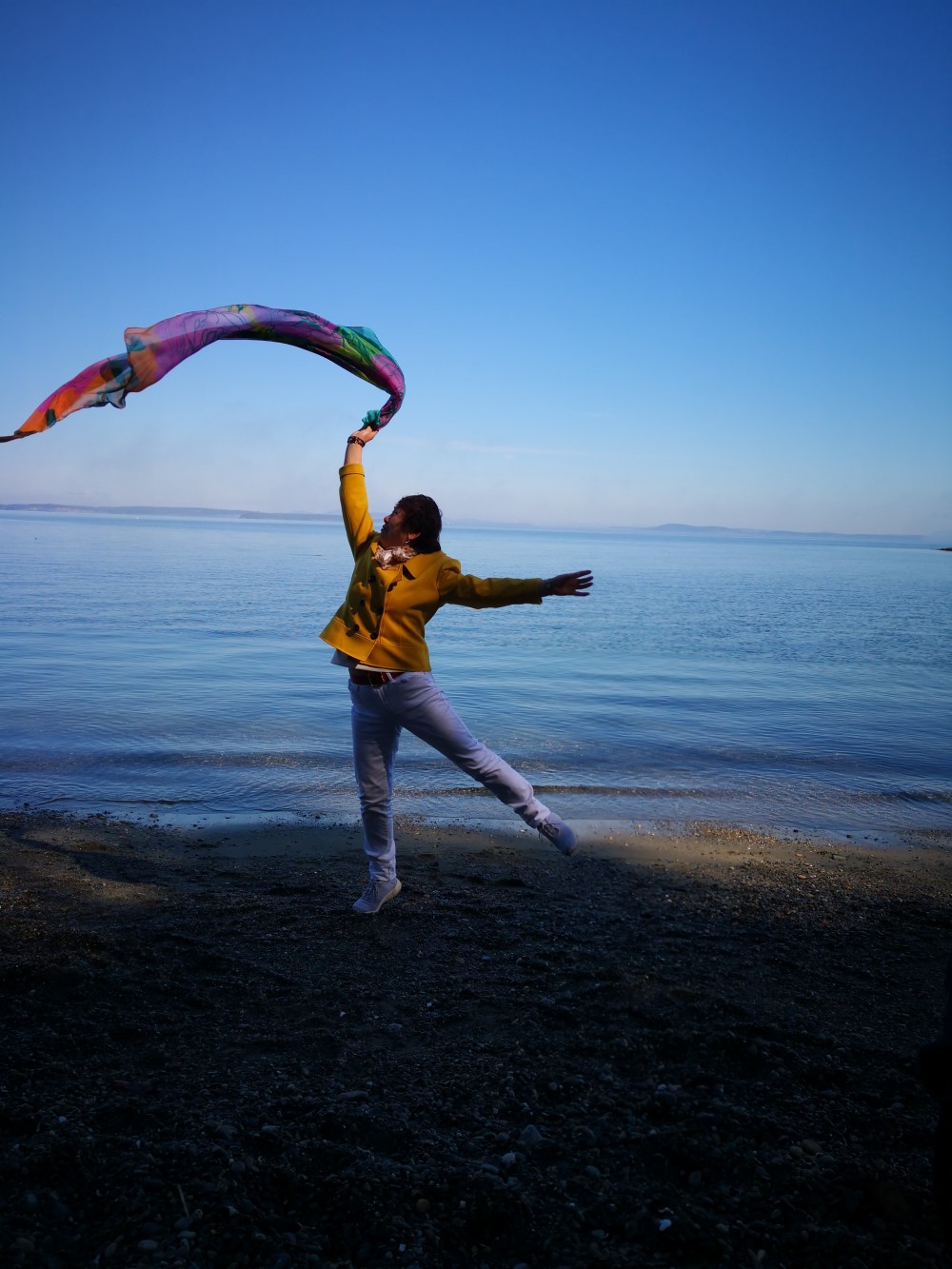 2019年3月30日上午，Balmacarra海边公园。碧海与孤鹜齐飞。红枫叶（李影）。