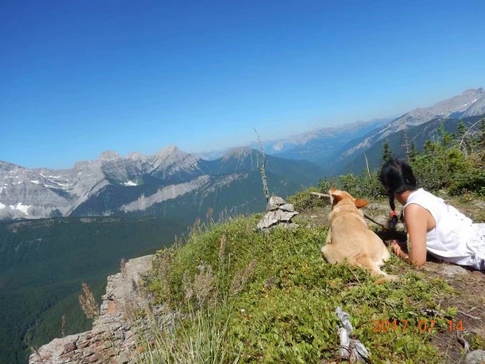 A person sitting on the side of a mountain
Description automatically generated, Picture