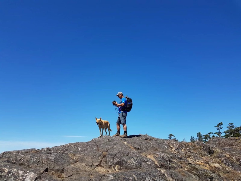 A person flying through the air on a rocky hill
Description automatically generated, Picture